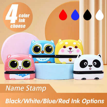 Black/Blue/Red/White Customized Name Stamp Paints Personal Student Baby Engraved Waterproof Non-Fading Kindergarten Name Seal