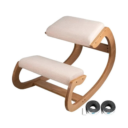 VEVOR Ergonomic Rocking Wooden Kneeling Chair Stool Correct Posture Computer Chair Original Home Office Furniture Thick Cushion