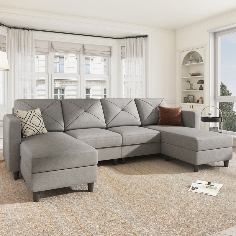 U Shaped Sectional Couch Upholstered Sofa Couch with Chaise